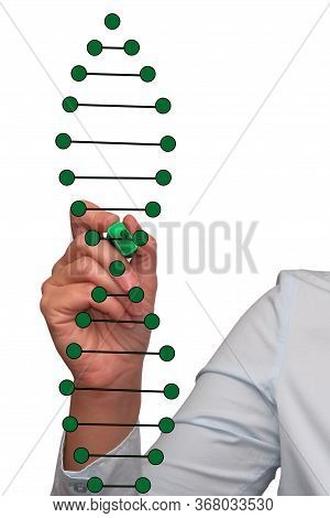 Dna Gene Code Chain Drawing-work In Laboratory