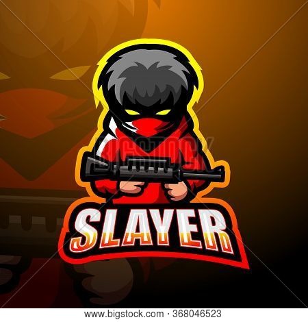 Vector Illustration Of Slayer Mascot Esport Logo Design