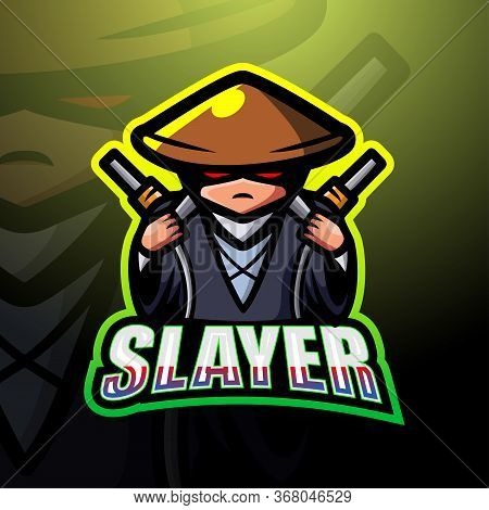 Vector Illustration Of Slayer Mascot Esport Logo Design