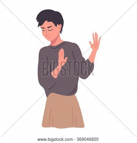 Negative Gestures Vector Illustrations. Disagree And Stop Consept. Hand Language Refuse.