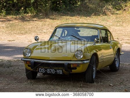 Eyrignac, France - September 2, 2018: Triumph Gt6 Mk3  Car Parked In Eyrignac In Dordogne. France