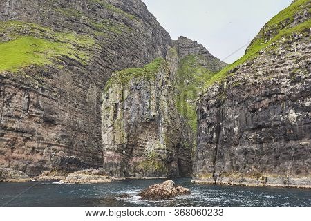 Vestmanna Stunning Bird Cliffs And Atlantic Ocean, The Elephant. Faroe Islands.