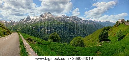 A Panorama Of The Village Of Gourette In The French Pyrenees.