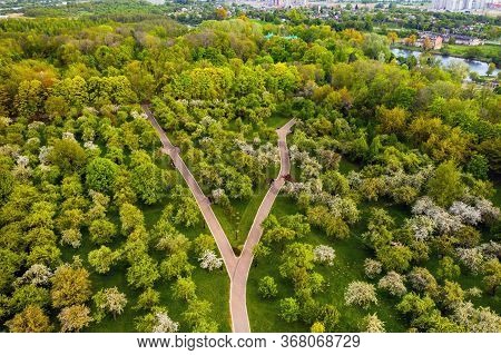 View From The Height Of The Loshitsky Park In Minsk.winding Paths In Loshitsky Park.belarus.apple Or