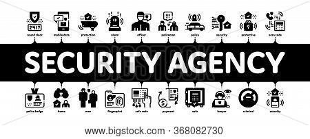 Security Agency Property Protect Minimal Infographic Web Banner Vector. Security Agency Service Vide