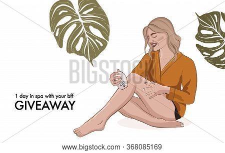 Beauty Parlour Epilation Service. Woman Making Depilation Advertising Banner, Wellbeing Spa Procedur