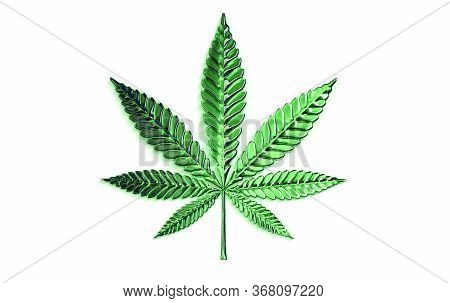 Cannabis Leaf Isolated On White Background. 3d Render