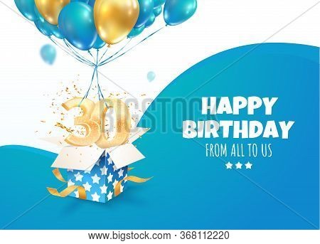 Celebrating Of 30 Th Years Birthday Vector 3d Illustration. Thirty Anniversary Celebration. Open Gif