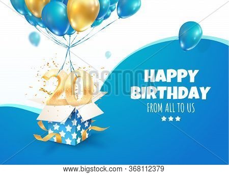 Celebrating Of 20 Th Years Birthday Vector 3d Illustration. Twenty Anniversary Celebration. Open Gif