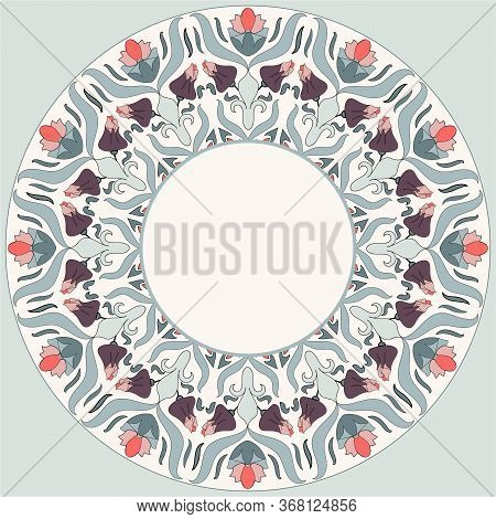 Decorative Hand Drawn Mandala Flower Ornament. Can Be Used For Printing On Dishes, Plates, Print Des