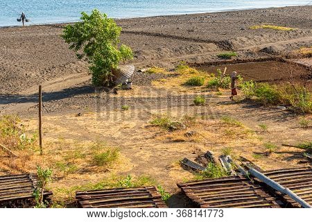 Making Sea Salt In Bali. Salt Making Process