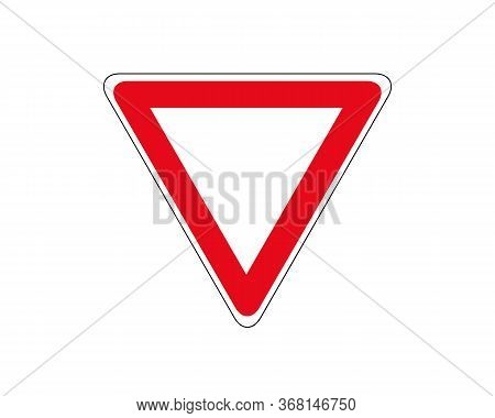 Road Sign. Give Right Of Way. Vector Illustration.