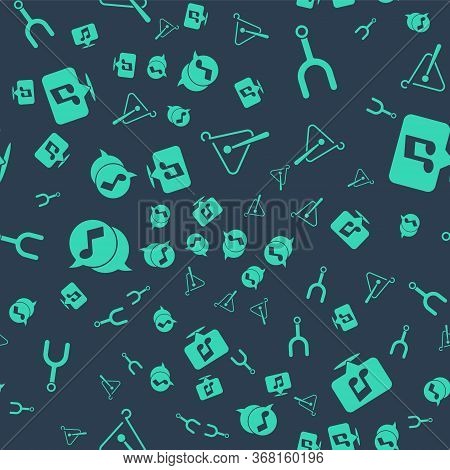 Set Triangle Musical Instrument, Musical Tuning Fork, Musical Note In Speech Bubble And Musical Note