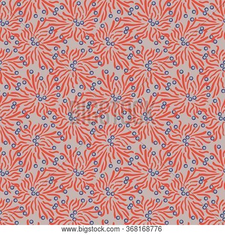 Sea Anemones Seamless Vector Pattern. Decorative Marine Surface Print Design. For Fabris, Stationery