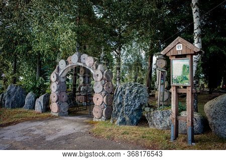 Svenciuliskiai, Lithuania - August 15, 2018: Entrance To The Old Village Cemetery. Unique Cemetery I