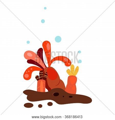 Anemones Flat Icon. Seaweed, Underwater Plants, Wildlife. Sea Cartoon Characters Concept. Illustrati