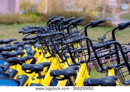 Bicycle Sharing In Europe. A Healthy Walk. Quick Ride.world Cycling Day June 3 Sports Bike.healthy L