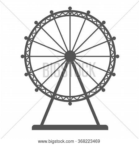 Liner Icon Of Ferris Wheel Silhouette Isolated On White Background. Flat Vector Amusement Park Sides