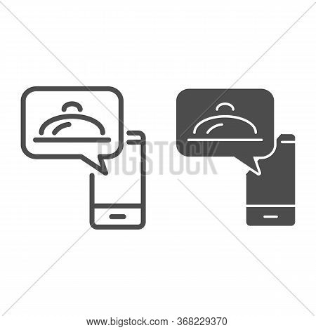 Order Food And Smartphone Line And Solid Icon, Dish Delivery In Coronavirus Pandemic Concept, Dish T