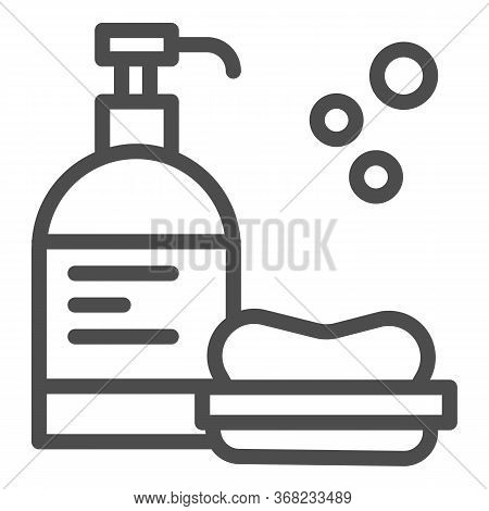 Licquid Gel And Soap Line Icon, Personal Hygiene Concept, Hand Soap And Lotion Sign On White Backgro