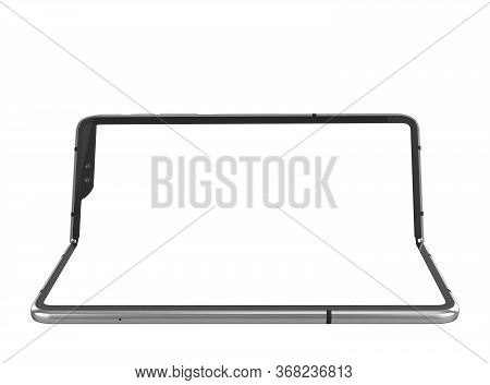 Serial Flexible Phone With Empty Ehite Screen 3d Render On White No Shadow