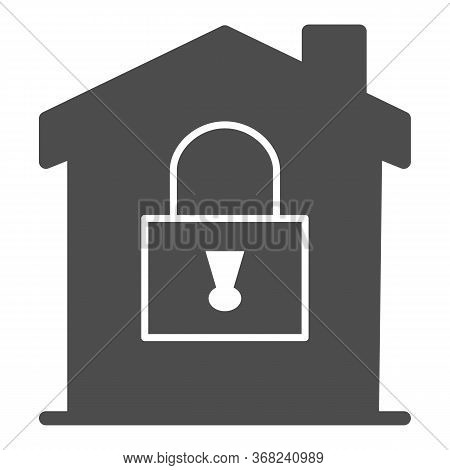 House With Lock Solid Icon, Smart Home Concept, House Under Protection Vector Sign On White Backgrou