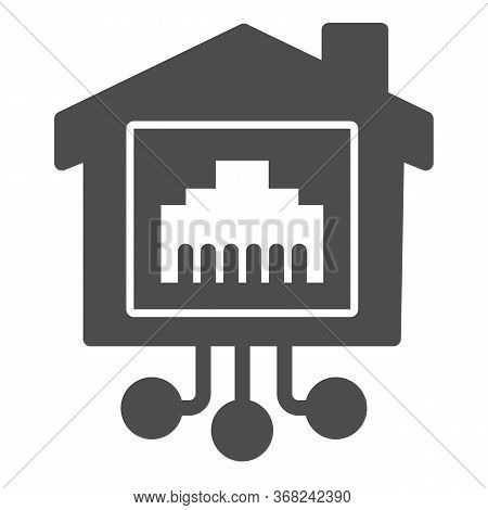 Internet Socket In Smart House Solid Icon, Smart Home Concept, Technology Sign On White Background, 