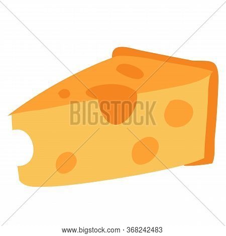 Piece Of Cheese, Flat, Food, Isolated Object On A White Background, Vector Illustration,
