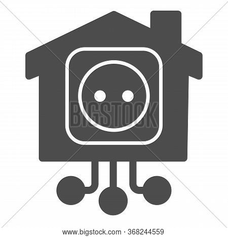 Electric Socket In Smart House Solid Icon, Smart Home Concept, Technology Sign On White Background, 