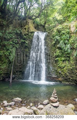 Walk And Discover The Prego Salto Waterfall On The Island Of Sao Miguel, Azores