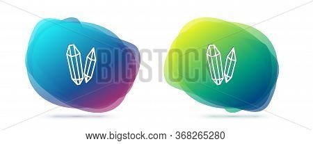 Set Line Magic Stone Icon Isolated On White Background. Fantasy Crystal. Jewelry Gem For Game. Abstr
