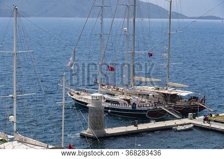 Turkey, Marmaris - 30 April, 2017: Port With Yachts Boats And Boats In The Touristic Eco-friendly Ci