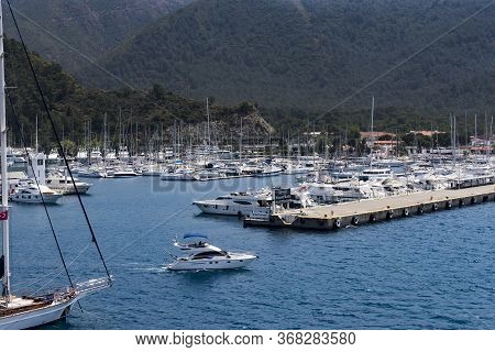 Turkey, Marmaris - 30 April, 2017: Port With Yachts Boats And Boats In The Touristic Eco-friendly Ci