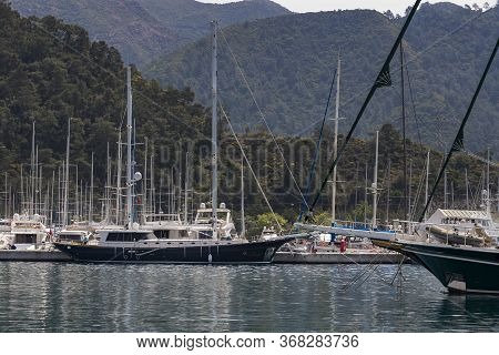 Turkey, Marmaris - 30 April, 2017: Port With Yachts Boats And Boats In The Touristic Eco-friendly Ci
