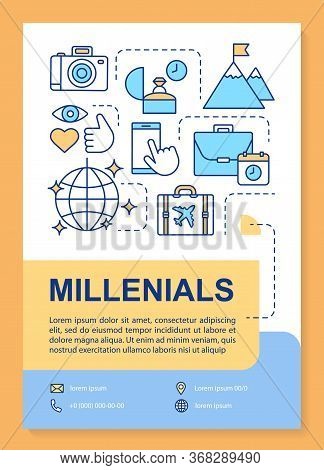 Millennials Poster Template Layout. Age Group. Echo Boomers. Core Values. Banner, Booklet, Leaflet P
