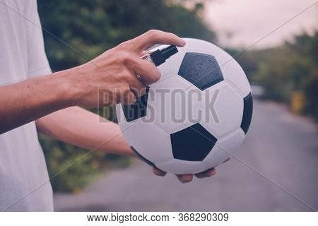 People Alcohol Spray Cleaning Soccer Football