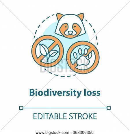 Biodiversity Loss Concept Icon. Disappearance Of Plants And Animals From Planet Idea Thin Line Illus