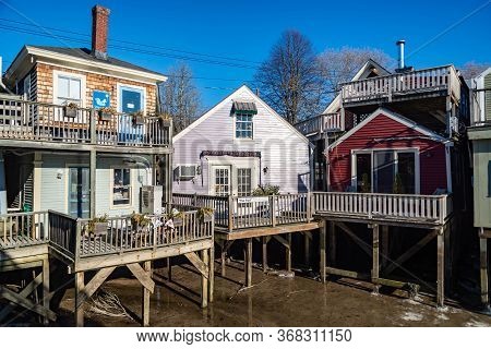 Kennebunkport Me - March 18, 2019: Nice View Of The Small Harbour Of Kennebunkport, In South Of Aine