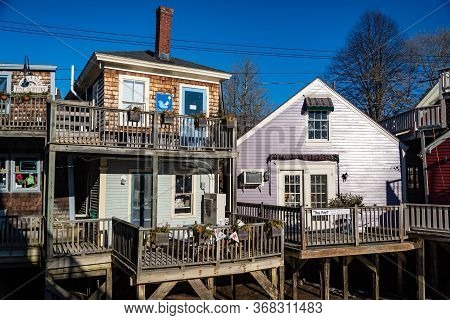 Kennebunkport Me - March 18, 2019: Nice View Of The Small Harbour Of Kennebunkport, In South Of Aine