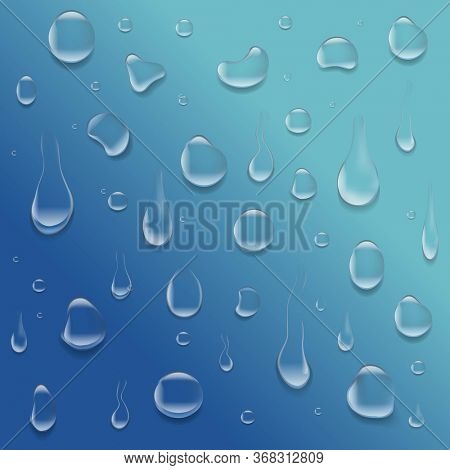 Water Drop Isolated Big Set Blue Background