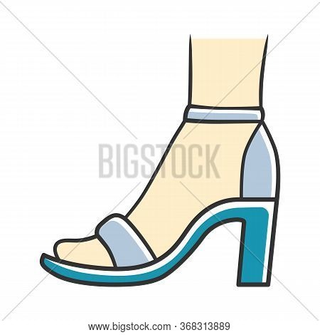 Ankle Strap High Heels Blue Color Icon. Woman Stylish Footwear Design. Female Casual Shoes, Luxury M