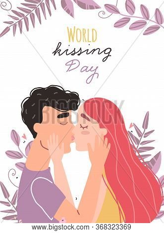 Romantic Couple In Love Kissing. World Kissing Day