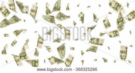 Us Yuan Bill. Chairman Mao, Mao Zedong Chinese Cash. Falling Renminbi Money Background.