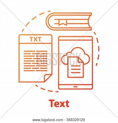 Text Red Concept Icon. Different Types Of Textual Information Idea Thin Line Illustration. Books, Ne