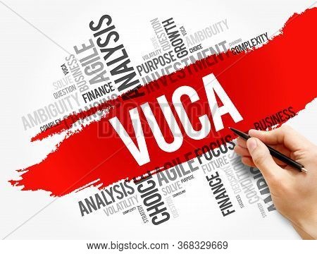 Vuca - Volatility, Uncertainty, Complexity, Ambiguity Acronym Word Cloud, Business Concept Backgroun