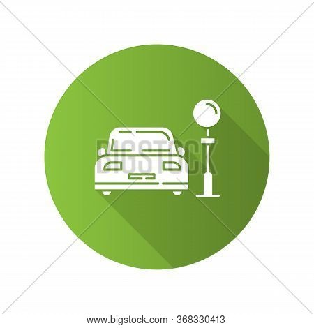 Assigned Car Parking Zone Green Flat Design Long Shadow Glyph Icon. Automobile City Parking Lot, Spa