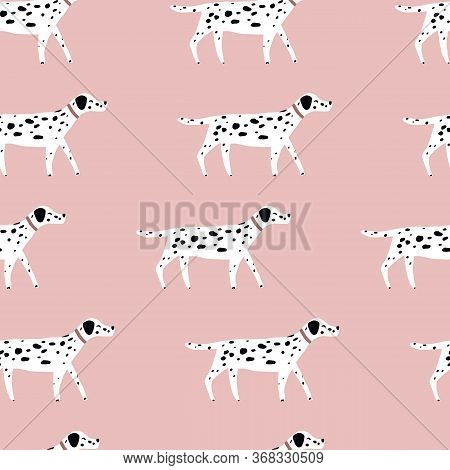 Seamless Pink Dalmatian Seamles Repeat Vector Pattern.