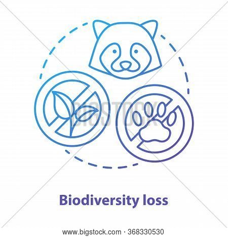 Biodiversity Loss Concept Icon. Disappearance Of Plants And Animals From Planet Idea Thin Line Illus