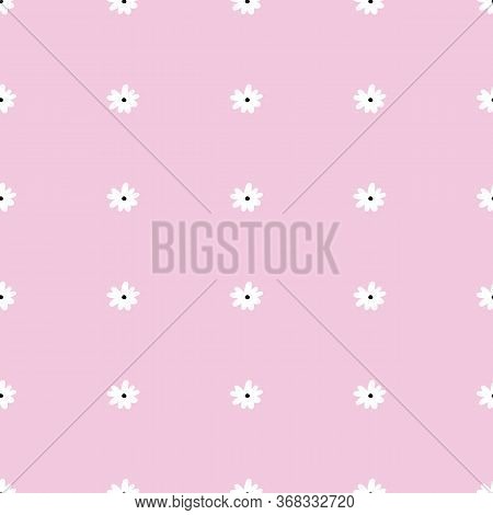 Simple Repeat Daisy Flower Pattern With Pink Background. Seamless Floral Pattern. Stylish Repeating 