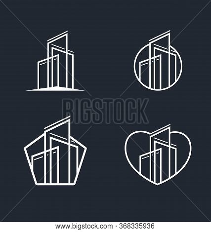 Real Estate Building Icons Set. Modern Building Icons Set Vector Eps